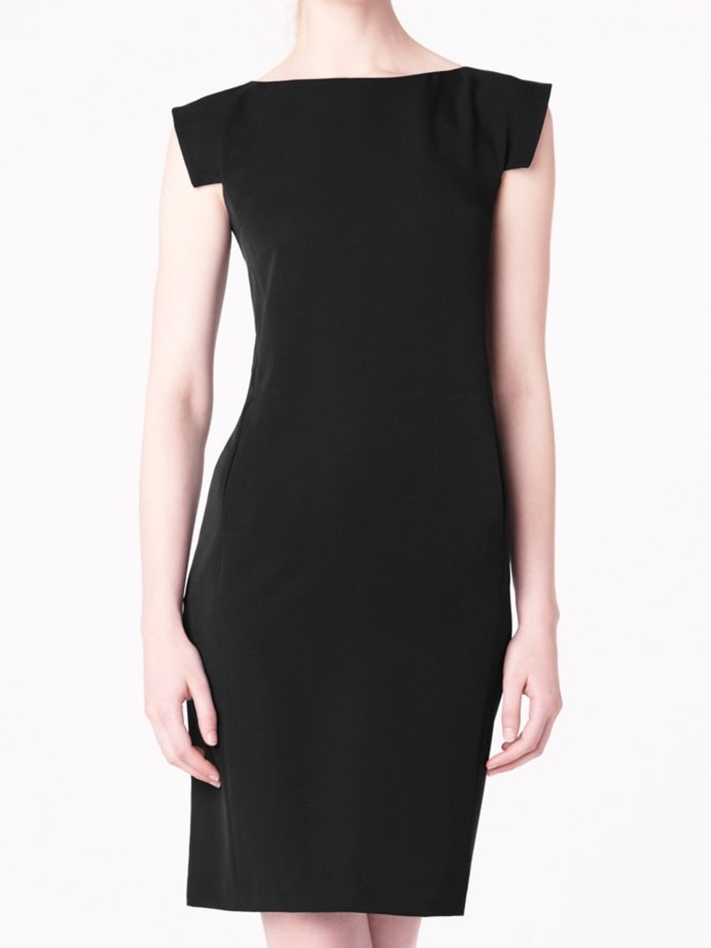M.M. LaFleur Sarah Black Cap Sleeve Boat Neck Shift Dress Size 4